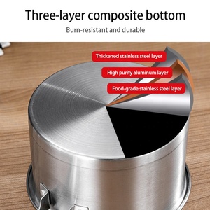 Ensemble de casseroles multifonctionnelles en acier inoxydable, couleur argent, avec couvercle et poignée épaisse, pour restaurant - Product Image 4