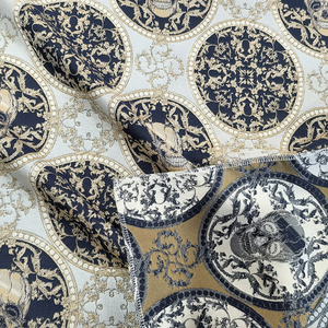 Nais Tùy Chỉnh Mới Thời Trang Long Lanh Màu Đen Vàng Bạc 100 Polyester Skull Thổ Cẩm Dệt Jacquard Vải Cho Quần Áo - Product Image 1