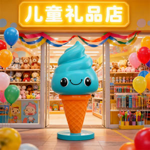 Kawaii 캐릭터 아이스크림 거품 조각 식품 테마 소매 디스플레이 및 사탕 선물 상점을위한 내구성 수지 예술 동상 공예 - Product Image 2