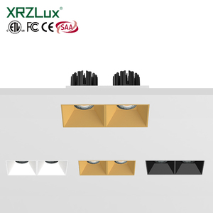 Xrzlux IP44 COB <span class=keywords><strong>LED</strong></span> downlight vuông lõm ánh sáng tại chỗ đôi đầu <span class=keywords><strong>trimless</strong></span> Hợp kim nhôm thay đổi độ sáng cho biệt thự nhúng Trần - Product Image 1