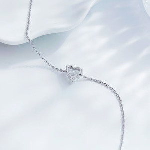 <span class=keywords><strong>Bracelet</strong></span> tennis cœur en diamant de laboratoire Pt950 Platine, délicat, frais, minimaliste, simple, pour femme, bijou raffiné, cadeau - Product Image 3