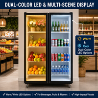 Réfrigérateur commercial à porte vitrée triple ou double sur mesure pour boissons, vitrine réfrigérée pour bières et vins pour bars, clubs et pubs
