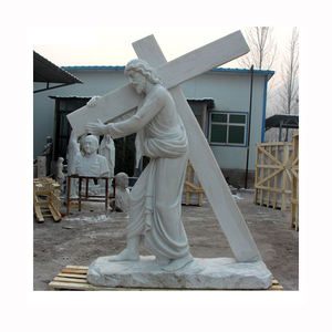 Estatua de Jesús de Mármol Blanco Tallada a Mano de Alta Calidad para Decoración de Iglesias, Fue Clavada en la Cruz - Product Image 6