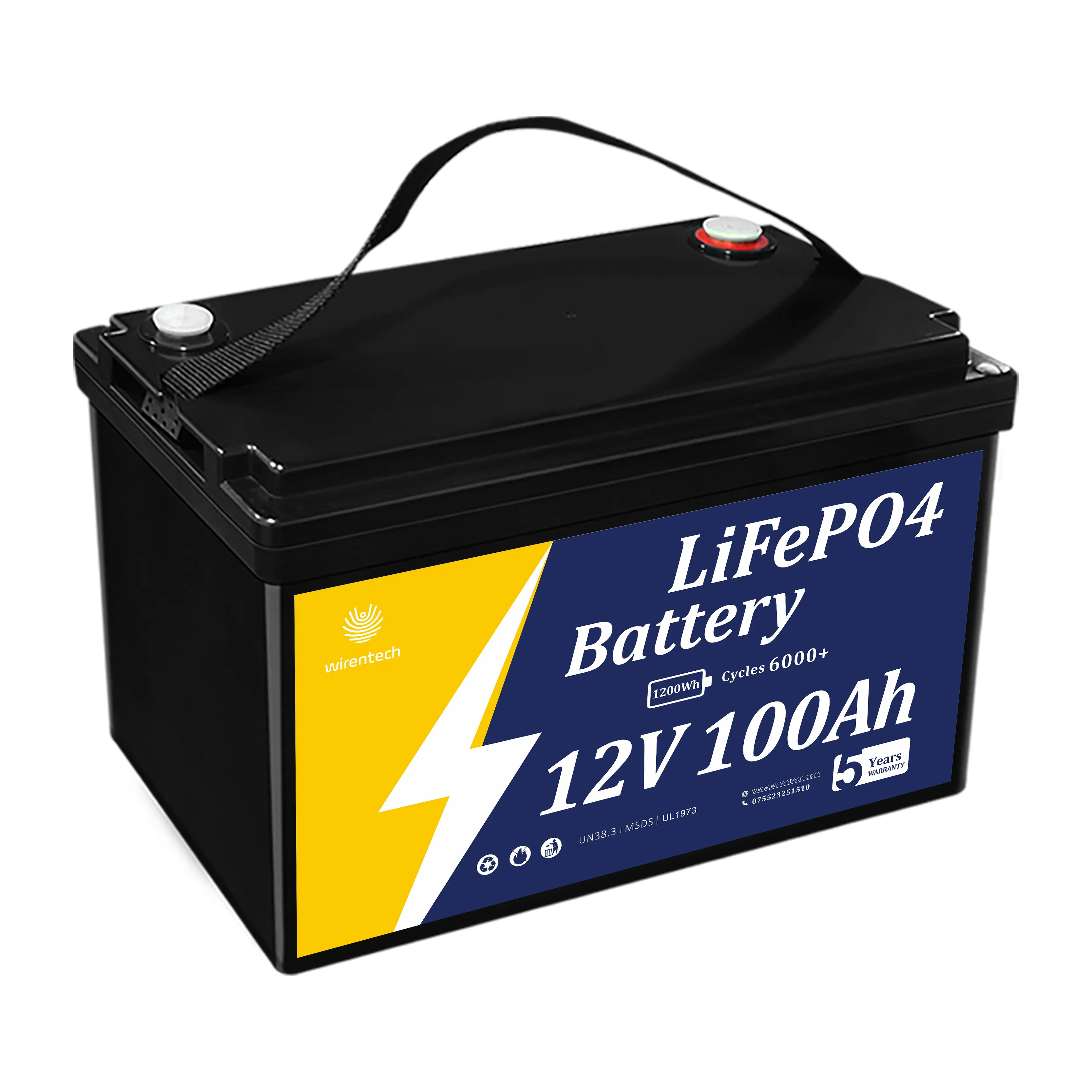 12V 50Ah 100Ah 200Ah 300Ah 400Ah Emergency Backup Power Off-grid Container Home Starting Marine Yacht Lithium Ion House Battery