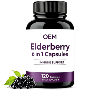 Capsules de sureau 6 en 1 pour adultes, marque privée OEM, fabriquées aux États-Unis, soutien immunitaire avec Vitamine C, Vitamine D3, Zinc et Quercétine - Product Image 1