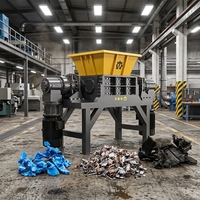 Broyeur industriel à double arbre pour déchets plastiques avec lames en acier allié pour le recyclage du PET, du PP, du PE, du PVC, de l'ABS, du PC et du nylon