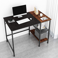 Bureau d'étude/ordinateur convertible CHICON CHOD06-M Nordic Home Office, structure en acier moderne, brun noir, avec étagère de rangement en bois à 2 niveaux