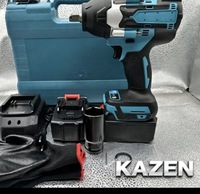 Marteau perforateur rotatif KZ, moteur à balais, sans fil 21V, clé à chocs électrique à couple élevé, kit avec chargeur de batterie et douilles de mandrin 1/2 pouce