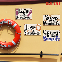 Juego de Letreros Metálicos con Temática de Playa, Decoración de Pared Vintage con Diseño de Chanclas, Decoración Costera para Patio