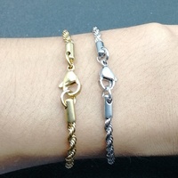 Bracelet Hip Hop en acier inoxydable, chaîne torsadée en forme de beignets frits, fermoir argenté, bracelets en corde de 7/8 pouces pour adolescents