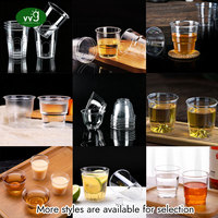 Tasse à thé réutilisable en plastique VVG 2oz transparente, résistante aux hautes températures, épaisse et rigide, compatible lave-vaisselle, pour la maison et les fêtes