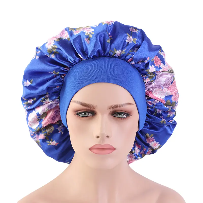 Offre Spéciale Amazon Grande taille large bande imprimé floral turban chapeau satin concepteur de cheveux bonnet soyeux sommeil femmes