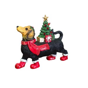 Figurine de Noël en résine <span class=keywords><strong>Teckel</strong></span> Mei Yu, Décoration de maison pour les fêtes, Ornement de bureau pour scène lumineuse d'arbre de Noël - Product Image 1