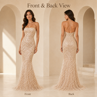 Robe de soirée sirène à paillettes pour femmes, dos nu, sans manches, robe de cérémonie longue, robe de soirée pour invitées de mariage