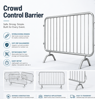 Barrière de contrôle des foules en treillis soudé en acier galvanisé à chaud, avec pieds tubulaires courbés, portable, emboîtable, barricade temporaire pour événements