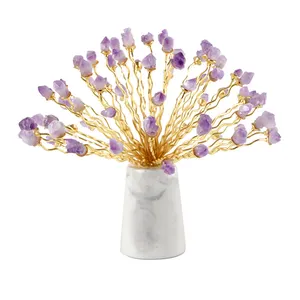 Светлый роскошный вилла модель комнаты Мраморное украшение натуральный фиолетовый кристалл камень цветы Европейский Декор для дома