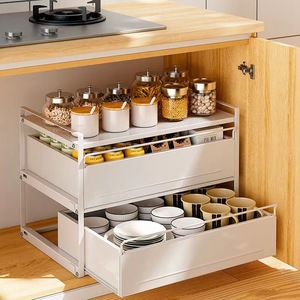 Sliding large Cabinet Basket Drawer Under Sink Organizers and Storage Rack