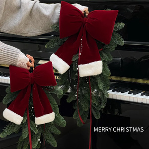 Ornements de Noël de grande taille de bonne qualité, nœud <span class=keywords><strong>rouge</strong></span> luxueux, à suspendre à l'arbre de Noël, décoration de la maison, cadeaux de Noël 2025 - Product Image 2