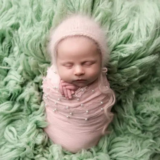 Pasgeboren Baby 'S Fotografie Rekwisieten Zachte En Comfortabele Baby 'S Wrap Met Peal Decor Voor Studio Baby Fotoshoot