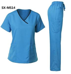 Set di uniformi Scrubs set di uniformi <span class=keywords><strong>bianche</strong></span> in TWILL uniformi ospedaliere per le donne scrub medici manica lunga Songxin o Logo personalizzato - Product Image 5