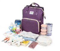 Sac à dos multifonctionnel de voyage pour maman, avec lit pliant et port USB, sac à langer pour bébé avec table à langer intégrée - Vente en gros
