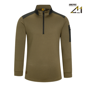 A-1 Men's Solid Long Sleeve Quarter Zip Top Knitted Fabric Quick Dry Breathable Outdoor <b>Layering</b> Shirt Arm Pocket - Product Image 1