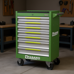 Fasano Tools Rolling Tool Cabinet 7 Drawer Green <b>Metal</b> <b>Workbench</b> Storage Cart for Garage Workshop Use - Product Image 3