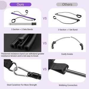 Set di fasce di resistenza con barra di allenamento Kit di barre per <span class=keywords><strong>Pilates</strong></span> fascia elastica per <span class=keywords><strong>esercizi</strong></span> con maniglie e ancoraggio per porta per l'allenamento di tutto il corpo - Product Image 5