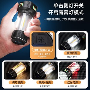 Linterna de Camping Recargable, Impermeable, Luz LED Blanca Cálida con Gancho para Uso en Exteriores - Product Image 3