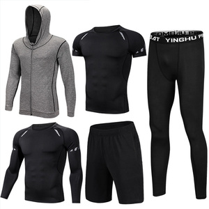 Deportes gimnasio rápido seco camiseta medias cinco piezas conjunto <span class=keywords><strong>de</strong></span> traje <span class=keywords><strong>de</strong></span> los hombres <span class=keywords><strong>de</strong></span> ropa <span class=keywords><strong>de</strong></span> Fitness - Product Image 5