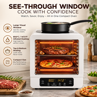 Four à pizza électrique JingXin, 800°C, portable, double zone de cuisson, chauffage rapide, four commercial pour la cuisson des steaks