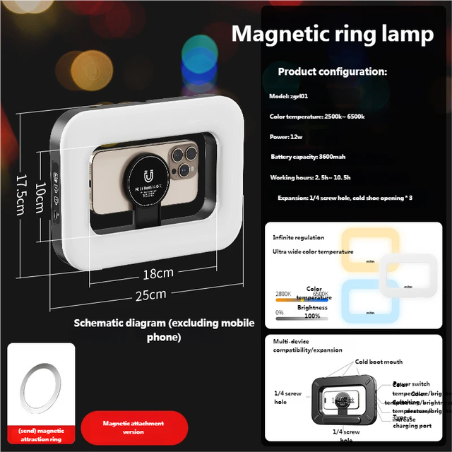 Ring Light Adjustable Color Temperature Vlogging Kit for Iphone