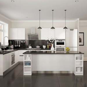 Meubles de cuisine modernes, design en kit, finition laquée blanche, matériau en bois MDF pour les contenants de rangement de cuisine, quincaillerie - Product Image 2