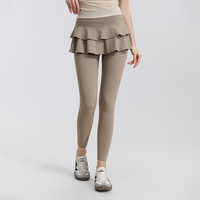 Leggings de Yoga YIYI de Cintura Alta 2 en 1 con Falda Plisada, Leggings Deportivos de Spandex para Tenis, Baile, Pickleball, con Falda Fluida para Mujer