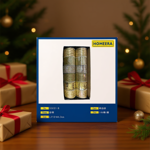 Homeera Ribbon L910*W6.3cm Gold Metallic Printed Snowflake Christmas Gift Decor - Product Image 2