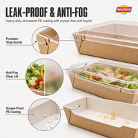 Boîtes à sandwich en papier kraft personnalisées avec couvercles transparents, jetables, de qualité alimentaire, pour desserts, pâtisseries et emballages de boulangerie