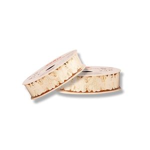 Nastro decorativo ILAN 1,6 cm x 2,7 m color crema con bordo arricciato per confezioni regalo e artigianato - Product Image 1