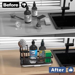 Estante <span class=keywords><strong>de</strong></span> almacenamiento <span class=keywords><strong>de</strong></span> cocina, estante <span class=keywords><strong>de</strong></span> almacenamiento sin perforaciones, trapo para el hogar, paño para platos, esponja, <span class=keywords><strong>escurridor</strong></span>, soporte <span class=keywords><strong>de</strong></span> almacenamiento para fregadero colgante <span class=keywords><strong>de</strong></span> pared - Product Image 4