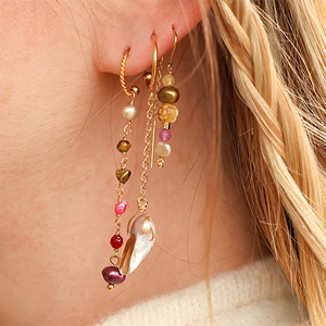 Chaîne en acier inoxydable, perles de pierre naturelle colorées, quartz rose, pendentif en forme de cœur, résistant à l'eau, pour femmes - Product Image 3
