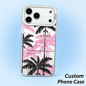 Cover per iPhone 17 16 15 <span class=keywords><strong>Pro</strong></span> Max <span class=keywords><strong>14</strong></span> 13 <span class=keywords><strong>Pro</strong></span> Max con Palma Rosa e Nera, Trasparente Antiurto, Custodia Estiva - Product Image 1