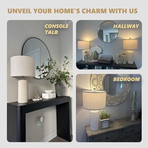 <span class=keywords><strong>Lampe</strong></span> de table en céramique moderne <span class=keywords><strong>SIMIG</strong></span>, blanc beige, lampes de chevet pour chambre à coucher, salon, lampes de table style farmhouse - Product Image 4