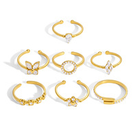Bague en acier inoxydable plaqué or 18 carats avec zircon, pour femme, style simple et classique, résistante à l'eau
