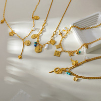Collier en acier inoxydable plaqué or 18 carats avec pendentif cœur et fleur, chaîne longue pour pull, bijoux de mode pour femme, design élégant