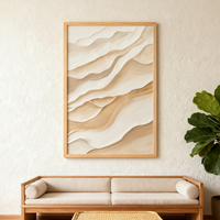 Peint à la main brun haute montagne rayures verticales moderne épais texturé toile peinture 3D mur Art décor