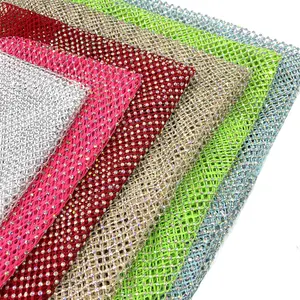 N001 New Factory supply mesh with rhinestones Crystal fishnet mesh diamond fabric for dress