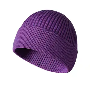 Berretti multi-colore all'ingrosso per gli uomini Logo personalizzato maglia berretto inverno caldo 100% lana tessuto morbido pianura uomini maglia berretto