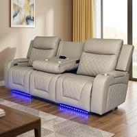 Fauteuil inclinable en cuir Frank au design moderne et confortable avec boîte de rangement dissimulée pour un salon familial chaleureux