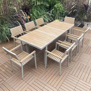 Simple Villa Outdoor Garden Leisure Balcony Cafe Homestay <strong>Tables</strong> Chairs Plastic Wood Courtyard Furniture Lightweight Hotel - Product Image 1