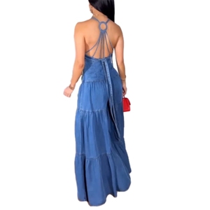 Nouvelle arrivée Combinaison femme tendance, douce et sexy, col en V, sans manches, bretelles spaghetti, dos nu - Product Image 3