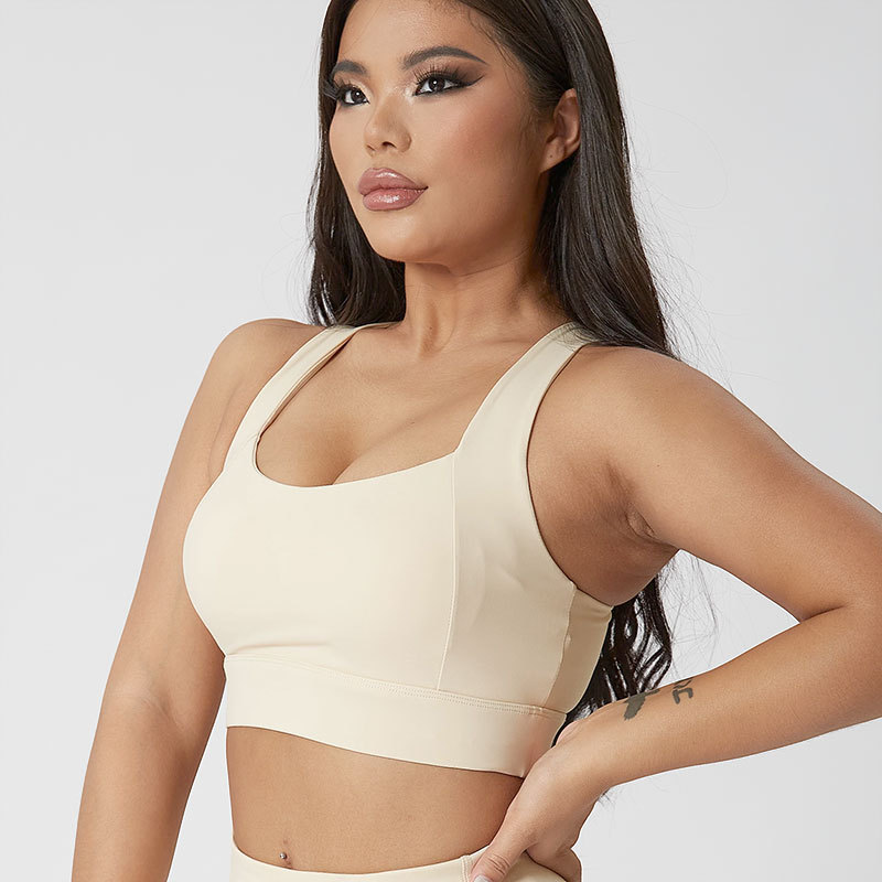 M&Y Plus Size Sports Underwear Nude Feeling Shockproof I-shape Exercise Hollow Out Yoga Fitness Bra